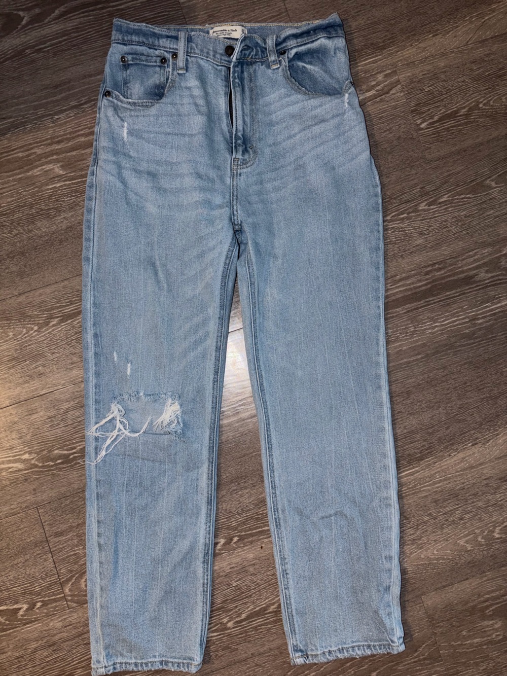 Abercrombie & Fitch Light Blue Distressed High-Rise Jeans